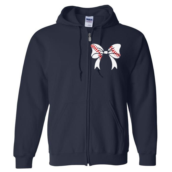 Baseball Bow Baseball Mom Mothers Day Women Baseball Mama Full Zip Hoodie