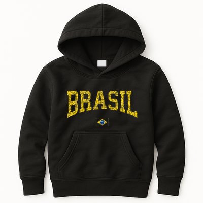 Brazil Brasil Brazilian Flag Green Kids Hoodie
