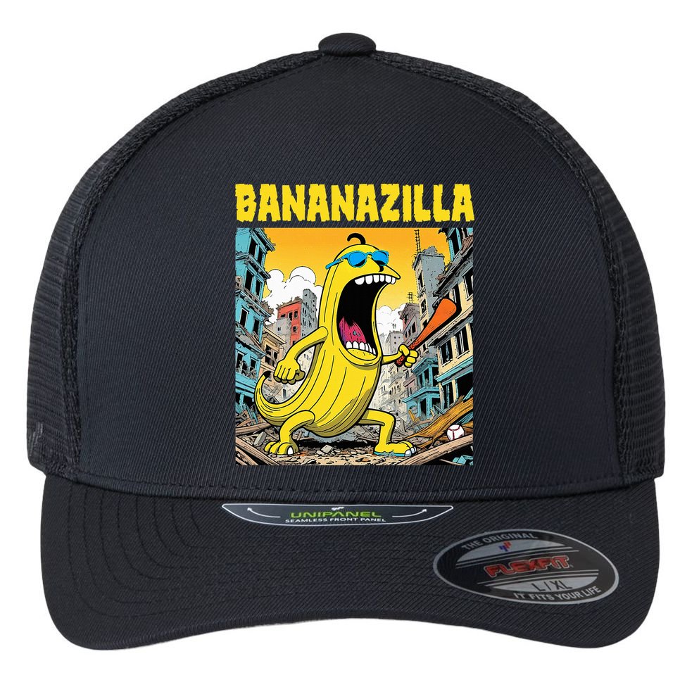 Bananazilla Banana Baseball Monster Bananas Flexfit Unipanel Trucker Cap