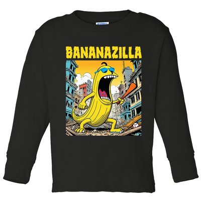Bananazilla Banana Baseball Monster Bananas Toddler Long Sleeve Shirt
