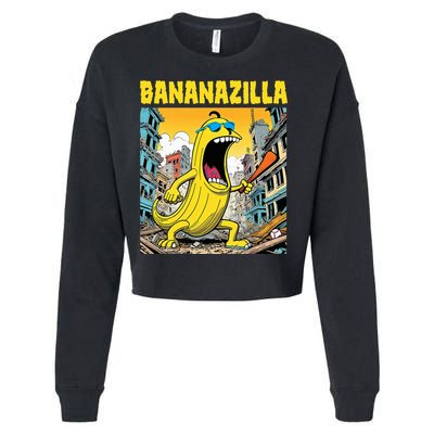 Bananazilla Banana Baseball Monster Bananas Cropped Pullover Crew