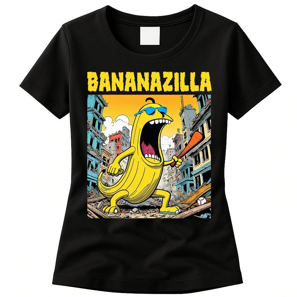 Bananazilla Banana Baseball Monster Bananas Womens T-Shirt