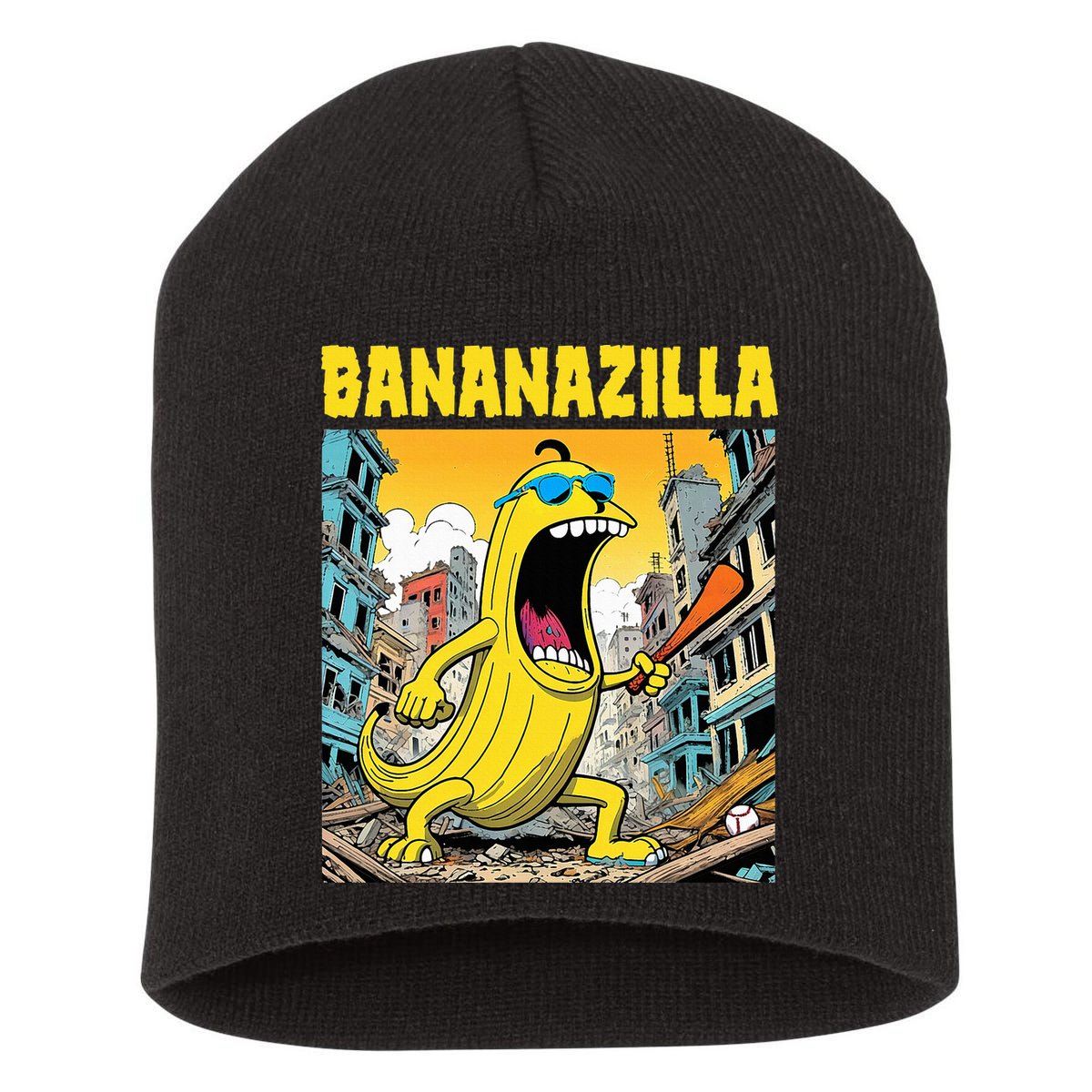 Bananazilla Banana Baseball Monster Bananas Short Acrylic Beanie