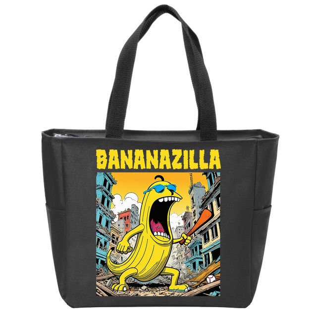 Bananazilla Banana Baseball Monster Bananas Zip Tote Bag