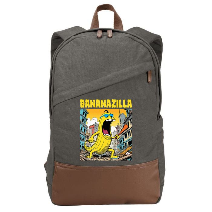 Bananazilla Banana Baseball Monster Bananas Cotton Canvas Backpack