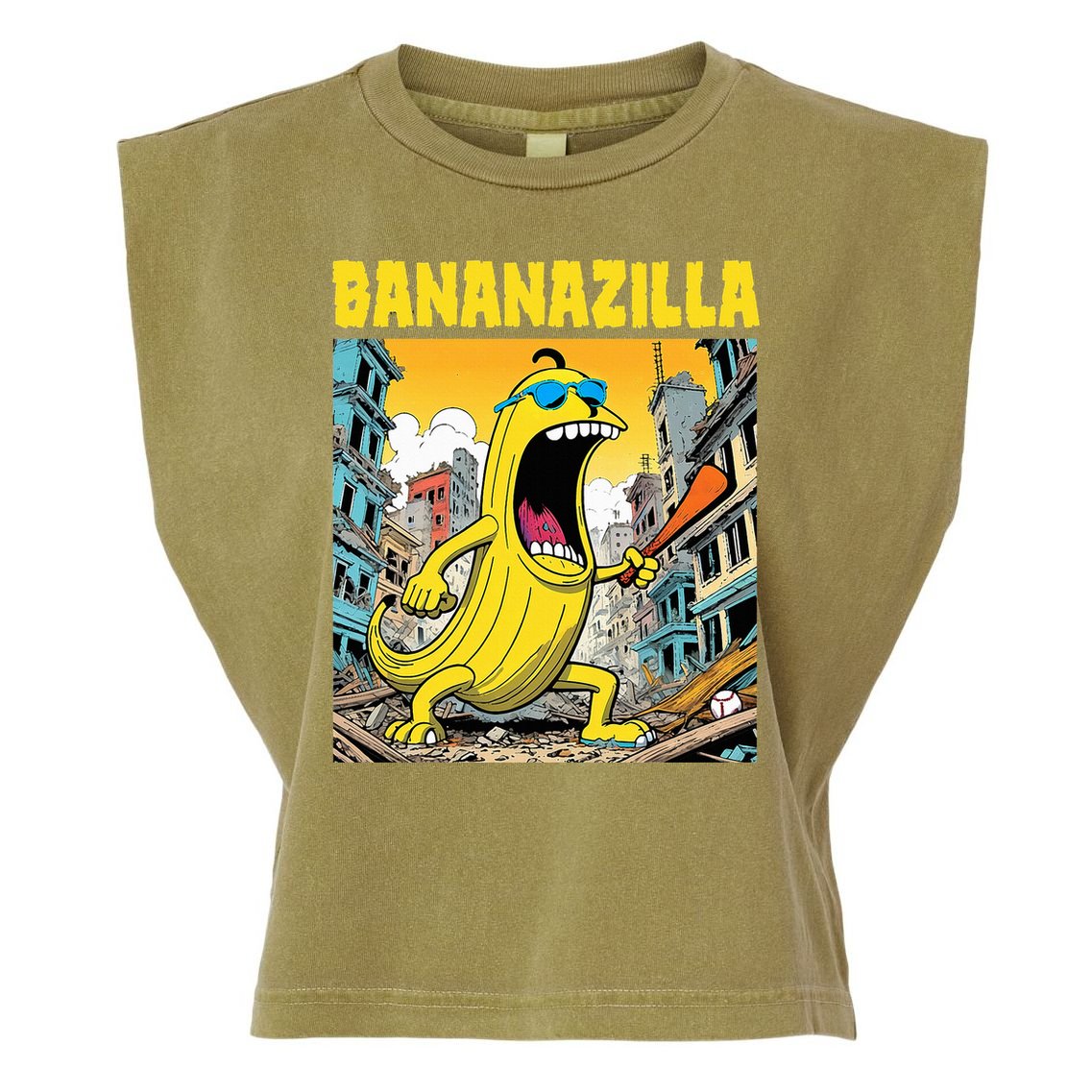 Bananazilla Banana Baseball Monster Bananas Garment-Dyed Women's Muscle Tee