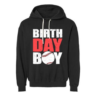 Birthday Boy Baseball Batter Catcher Pitcher Baseball Theme Garment-Dyed Fleece Hoodie