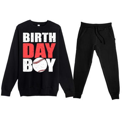 Birthday Boy Baseball Batter Catcher Pitcher Baseball Theme Premium Crewneck Sweatsuit Set