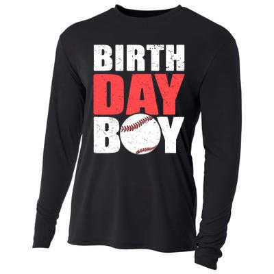 Birthday Boy Baseball Batter Catcher Pitcher Baseball Theme Cooling Performance Long Sleeve Crew