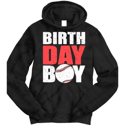 Birthday Boy Baseball Batter Catcher Pitcher Baseball Theme Tie Dye Hoodie