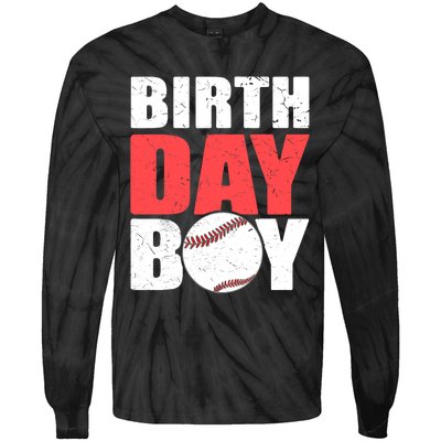 Birthday Boy Baseball Batter Catcher Pitcher Baseball Theme Tie-Dye Long Sleeve Shirt