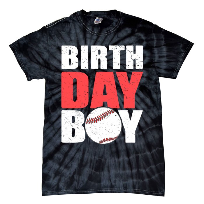 Birthday Boy Baseball Batter Catcher Pitcher Baseball Theme Tie-Dye T-Shirt