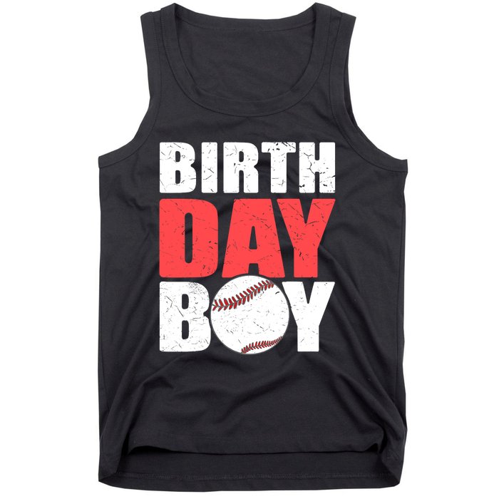 Birthday Boy Baseball Batter Catcher Pitcher Baseball Theme Tank Top