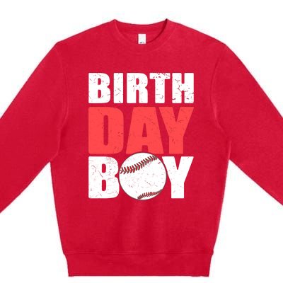 Birthday Boy Baseball Batter Catcher Pitcher Baseball Theme Premium Crewneck Sweatshirt