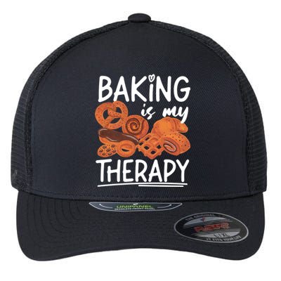 Bake Baking Bread Cookie Baking Is My Therapy Gift Flexfit Unipanel Trucker Cap