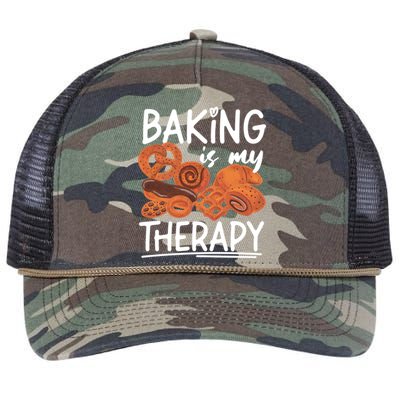 Bake Baking Bread Cookie Baking Is My Therapy Gift Retro Rope Trucker Hat Cap