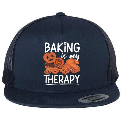 Bake Baking Bread Cookie Baking Is My Therapy Gift Flat Bill Trucker Hat