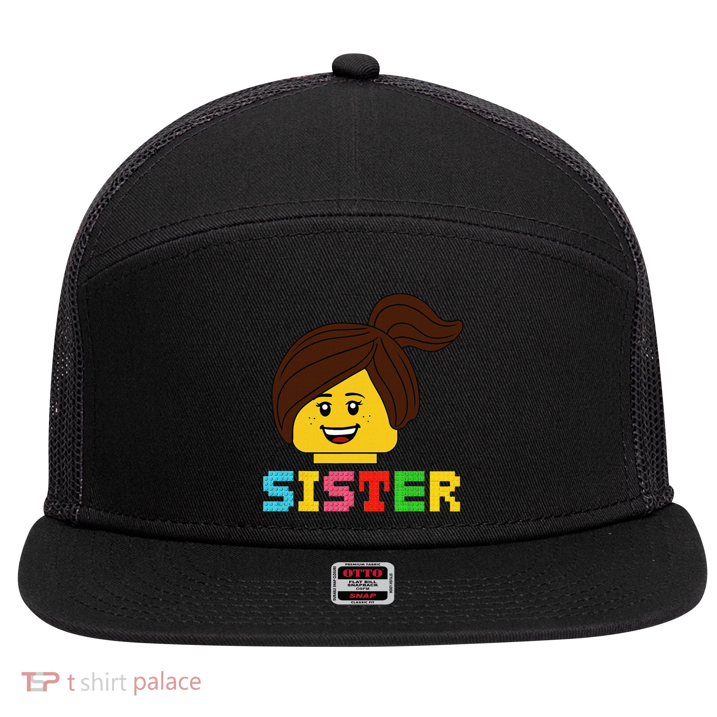 Building Bricks Blocks Sister Master Builder Family Matching 7 Panel Mesh Trucker Snapback Hat