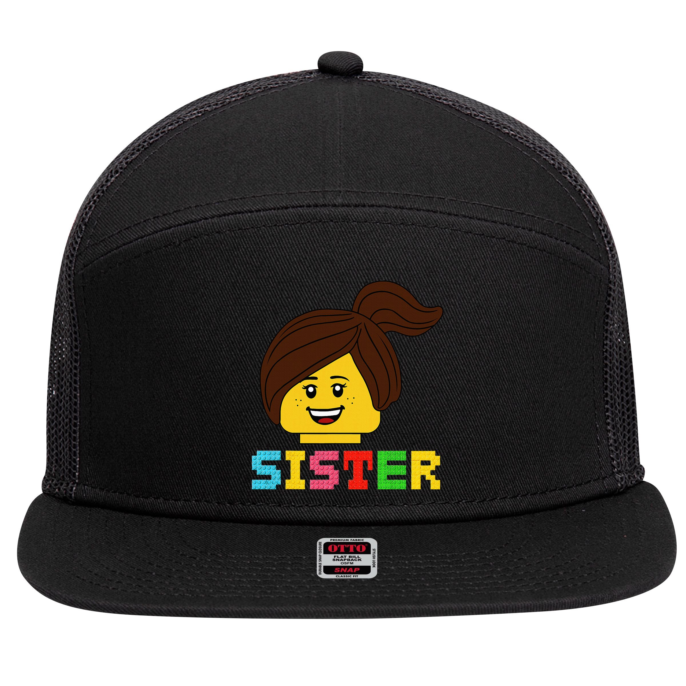 Building Bricks Blocks Sister Master Builder Family Matching 7 Panel Mesh Trucker Snapback Hat