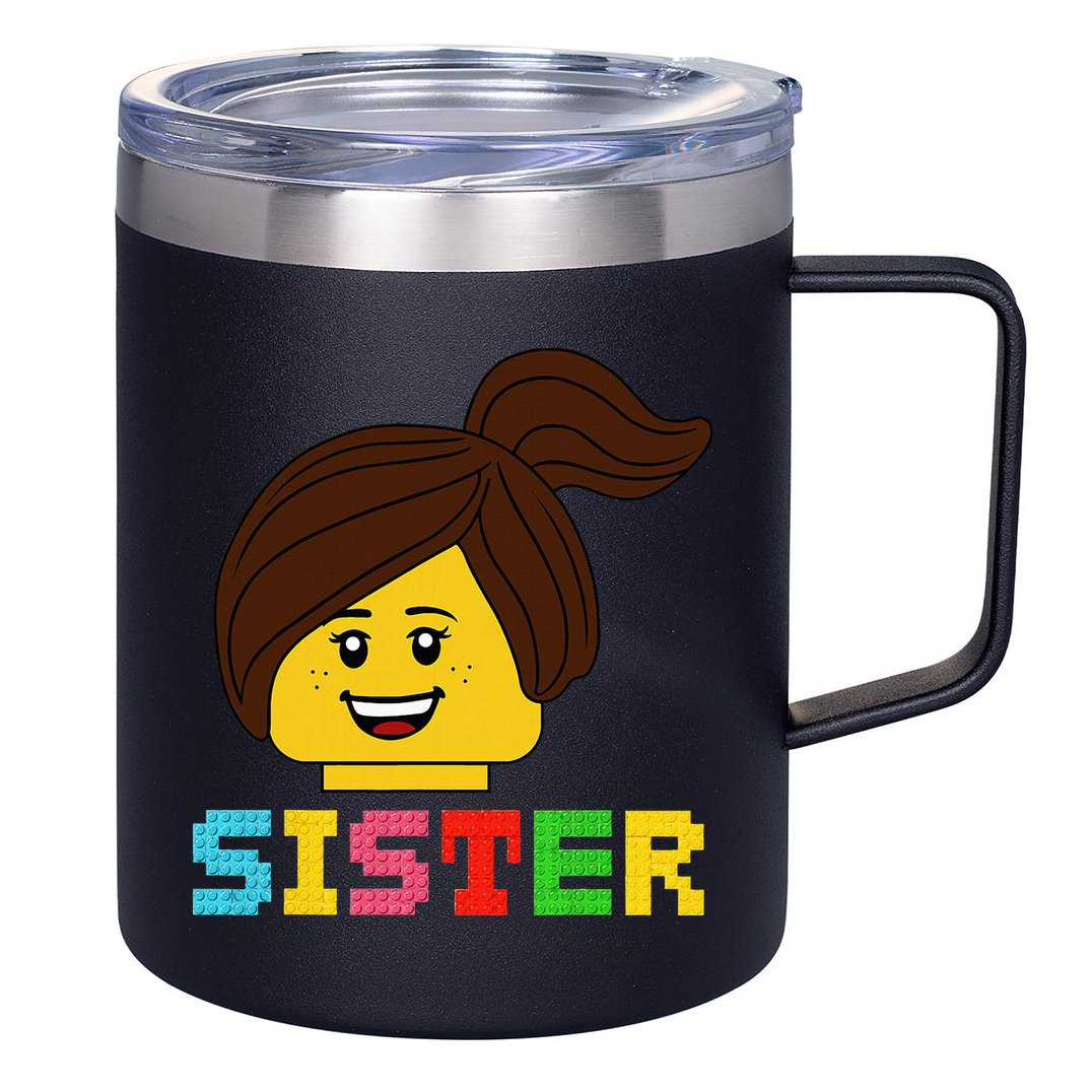 Building Bricks Blocks Sister Master Builder Family Matching 12oz Stainless Steel Coffee Mug