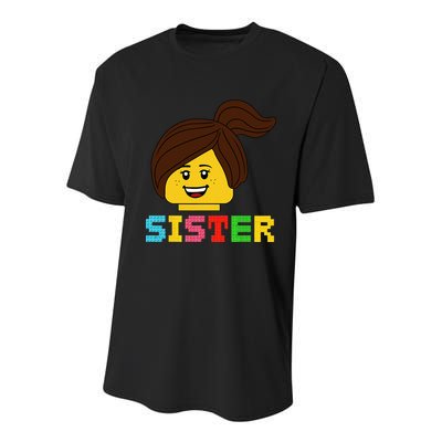 Building Bricks Blocks Sister Master Builder Family Matching Youth Performance Sprint T-Shirt
