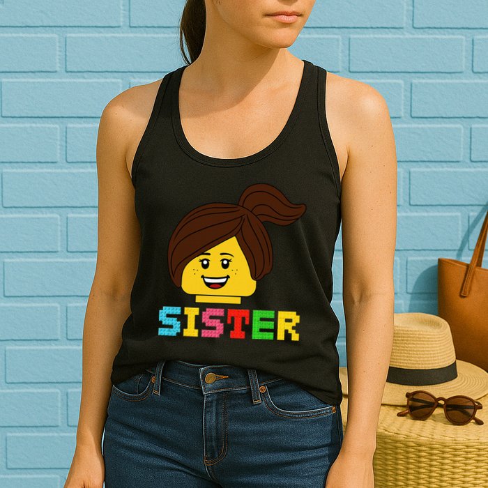 Building Bricks Blocks Sister Master Builder Family Matching Womens Tank Top