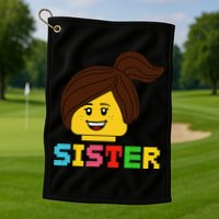 Building Bricks Blocks Sister Master Builder Family Matching Golf Towel