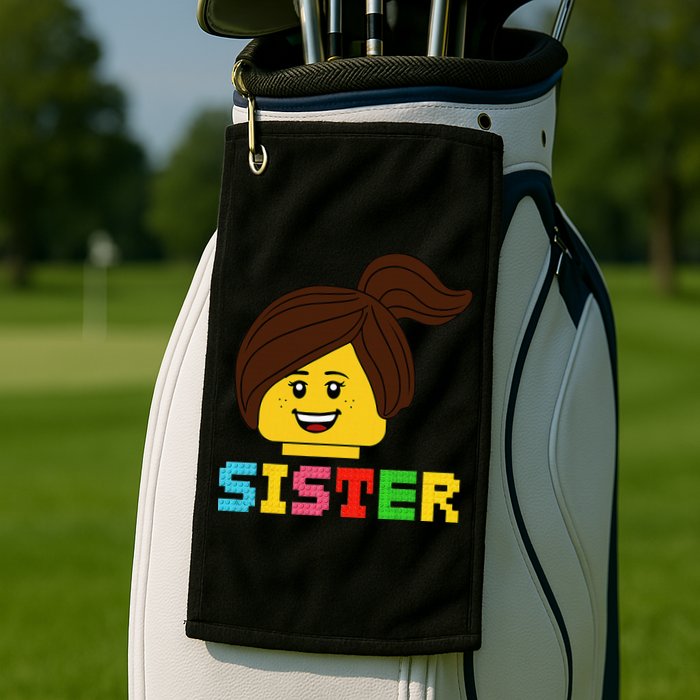 Building Bricks Blocks Sister Master Builder Family Matching Golf Towel