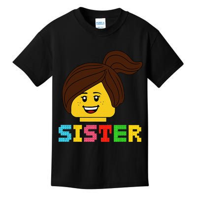 Building Bricks Blocks Sister Master Builder Family Matching Kids T-Shirt