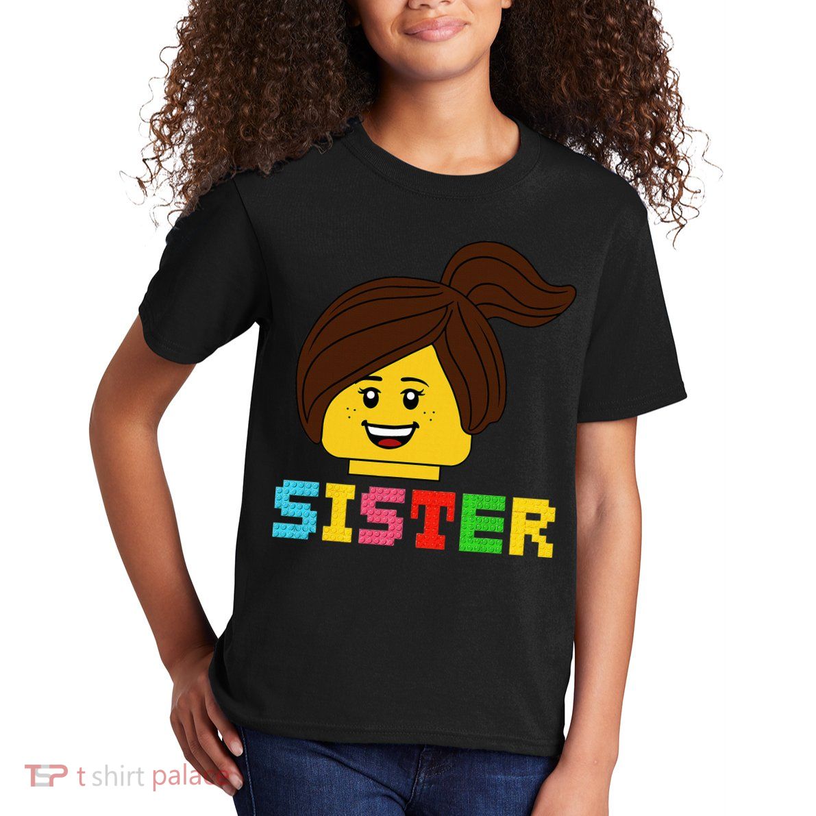 Building Bricks Blocks Sister Master Builder Family Matching Kids T-Shirt