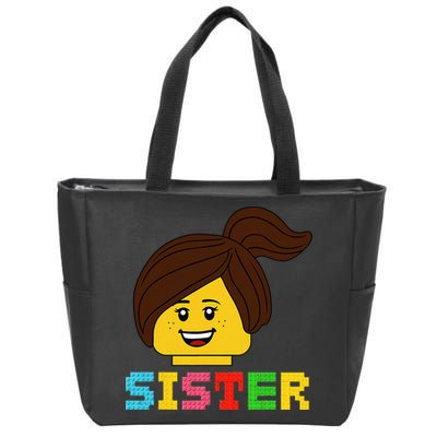 Building Bricks Blocks Sister Master Builder Family Matching Zip Tote Bag