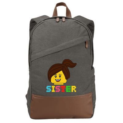 Building Bricks Blocks Sister Master Builder Family Matching Cotton Canvas Backpack