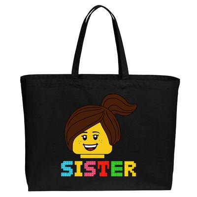 Building Bricks Blocks Sister Master Builder Family Matching Cotton Canvas Jumbo Tote