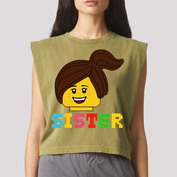 Building Bricks Blocks Sister Master Builder Family Matching Garment-Dyed Women's Muscle Tee