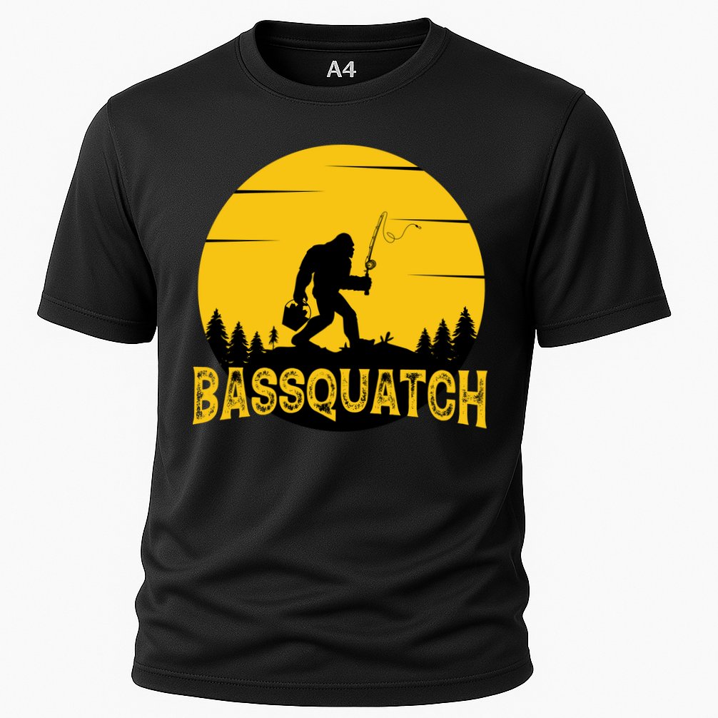 Bassquatch Bigfoot Bass Fishing Cooling Performance Crew T-Shirt