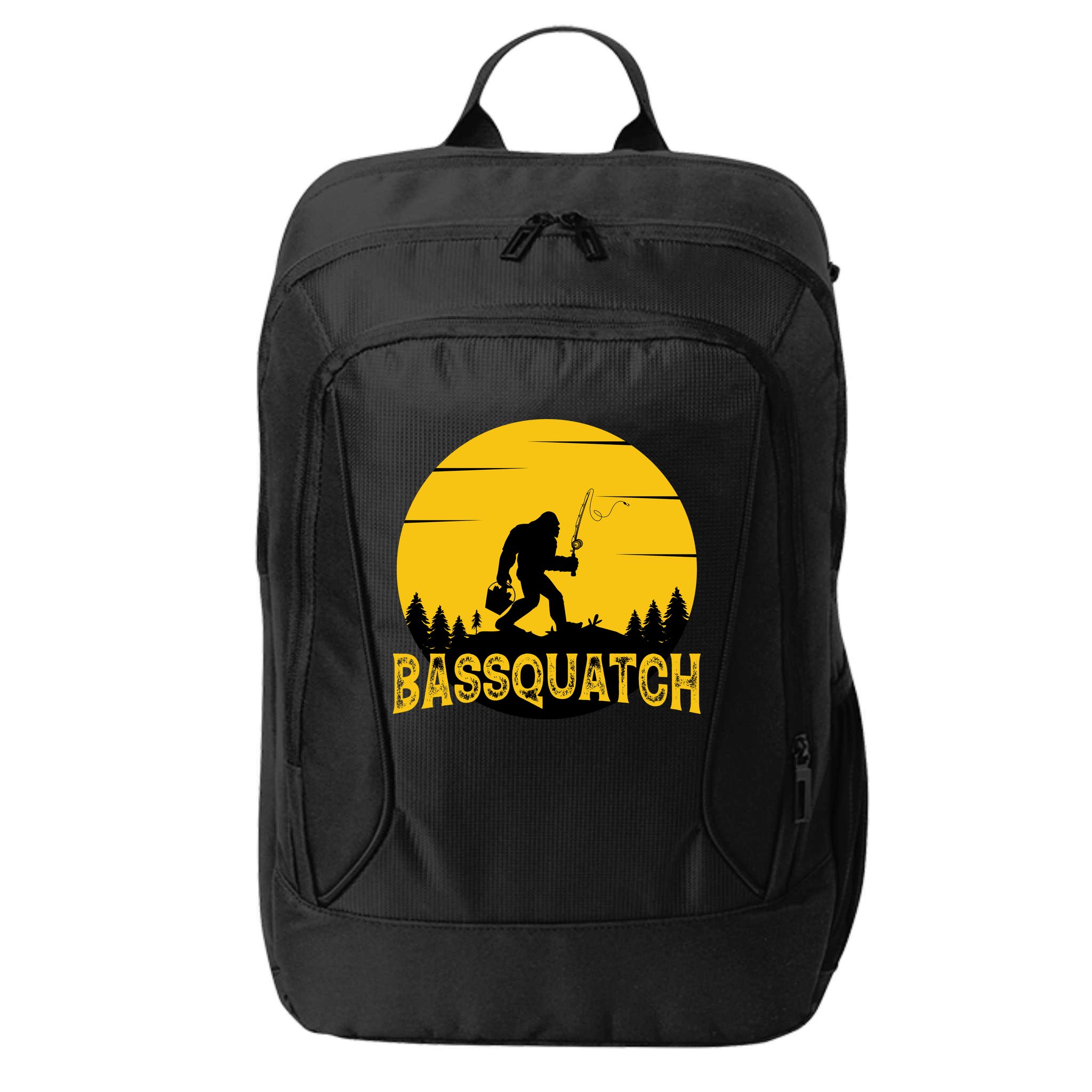 Bassquatch Bigfoot Bass Fishing City Backpack