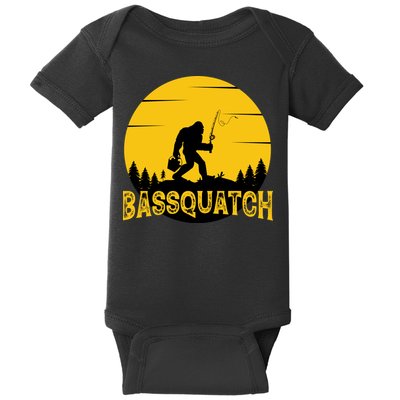 Bassquatch Bigfoot Bass Fishing Baby Bodysuit