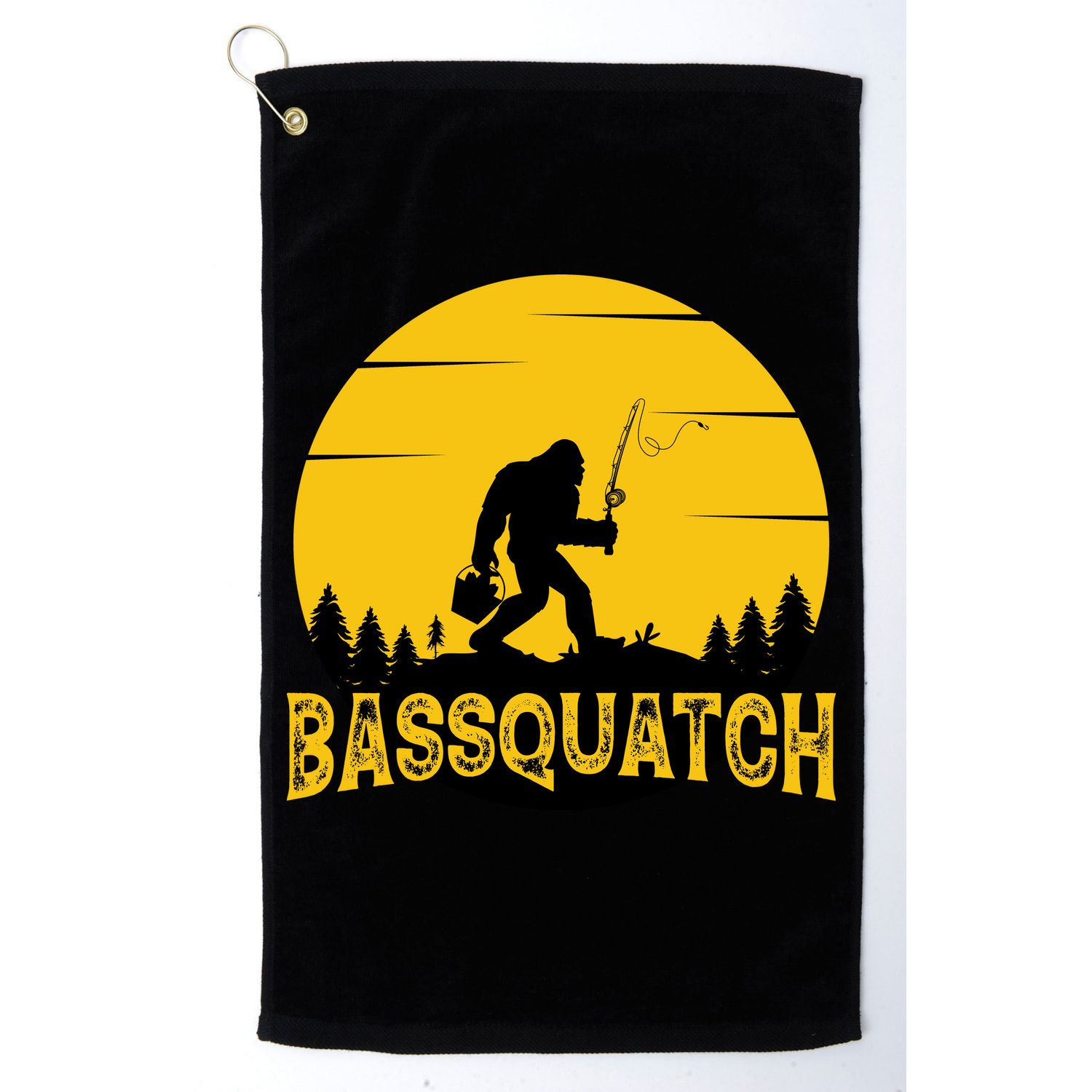 Bassquatch Bigfoot Bass Fishing Golf Towel