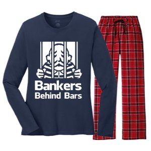 Bankers Behind Bars Bad For America Shitibank Were Felons Crooks Women's Long Sleeve Flannel Pajama Set 