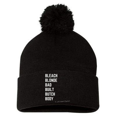 Bleach Blond Bad Built Butch Body Pom Pom 12in Knit Beanie