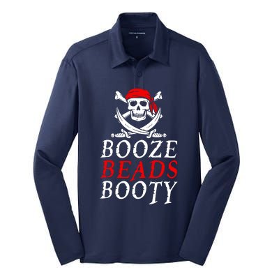 Booze Beads Booty Silk Touch Performance Long Sleeve Polo