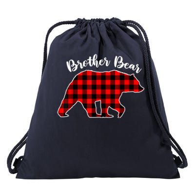 BROTHER BEAR Buffalo Plaid Red Funny Christmas Pajama Family Drawstring Bag