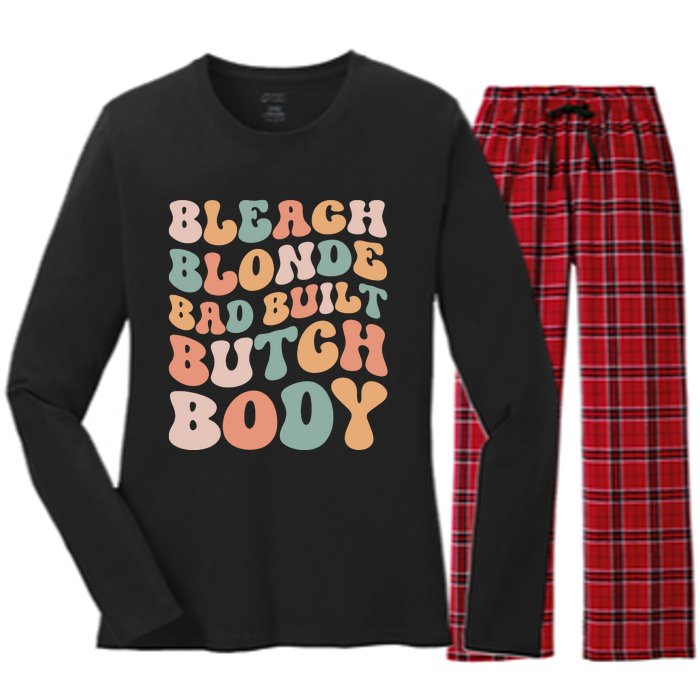 Bleach Blonde Bad Built Butch Body Women's Long Sleeve Flannel Pajama Set 