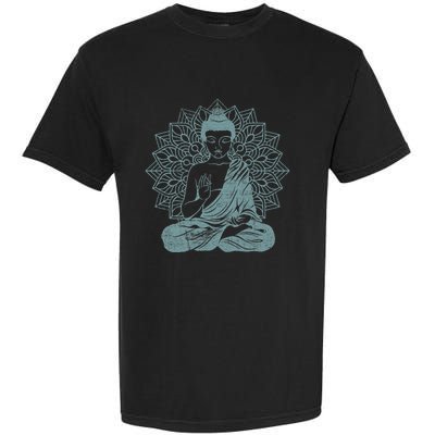 Buddha Blue Buddhism Zen Buddhist Spiritual Meditation Yoga Garment-Dyed Heavyweight T-Shirt