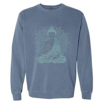 Buddha Blue Buddhism Zen Buddhist Spiritual Meditation Yoga Garment-Dyed Sweatshirt