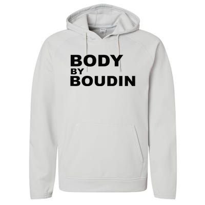 Body By Boudin  Louisiana Cajun Food Souvenir Performance Fleece Hoodie