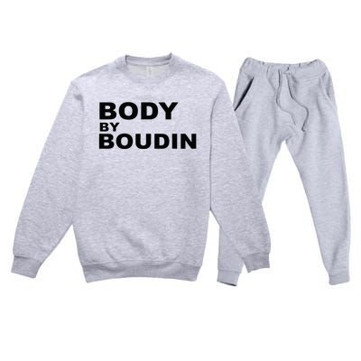 Body By Boudin  Louisiana Cajun Food Souvenir Premium Crewneck Sweatsuit Set