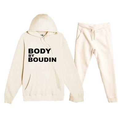 Body By Boudin  Louisiana Cajun Food Souvenir Premium Hooded Sweatsuit Set