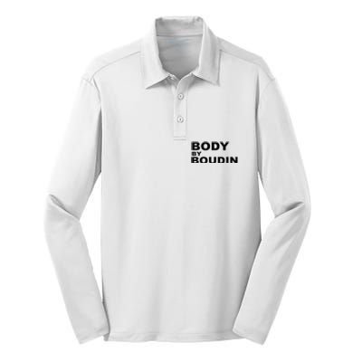 Body By Boudin  Louisiana Cajun Food Souvenir Silk Touch Performance Long Sleeve Polo