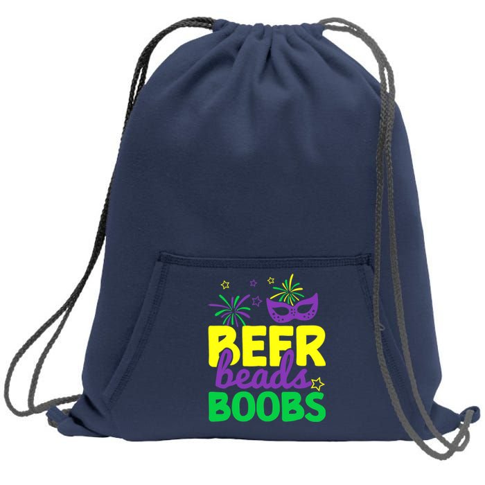 Beers Beads Boobs Mardi Gras Carnival Masquerade Masks Sweatshirt Cinch Pack Bag